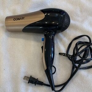 Conair Hair Dryer Dual Heat Speed Blow Dryer Black Gold Compact
